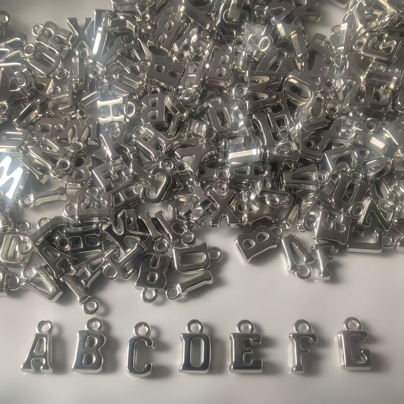 150PCS Silver Letter Pendants for Bracelet Necklace DIY Jewelry Making - Image 1