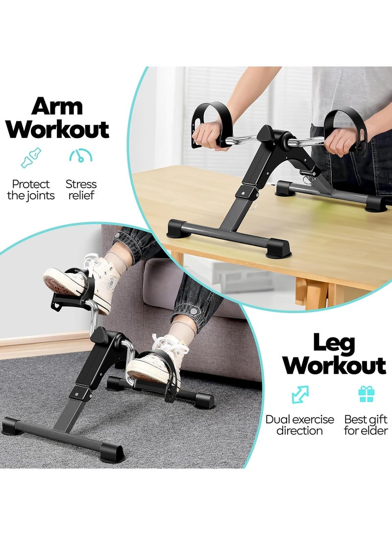 دراجة تمارين رياضية صغيرة قابلة للحمل، مزودة بجهاز مراقبة رقمي، ودواسات لتمارين الساقين والذراعين، حجم صغير يمكنك من وضعها تحت المنضدة والتمرن وأنت جالس. 50*41*28سم - Image 2