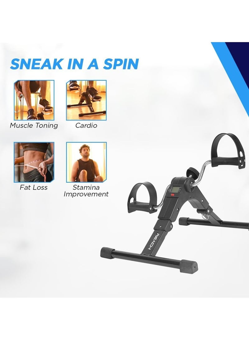 دراجة تمارين رياضية صغيرة قابلة للحمل، مزودة بجهاز مراقبة رقمي، ودواسات لتمارين الساقين والذراعين، حجم صغير يمكنك من وضعها تحت المنضدة والتمرن وأنت جالس. 50*41*28سم - Image 5