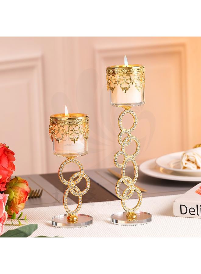 Bluejw New Modern Simple Cylinder Glass Crystal Candle Holder Metal Ghee Lamp Holder Ring Iron Candle Holder Ornaments  - Image 5