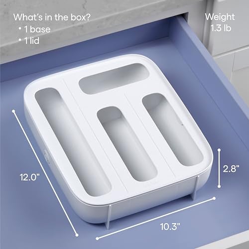 YouCopia StoraBag Drawer Food Bags Dispenser, 4-Slot, Plastic Sandwich Bag Organizer for Kitchen Storage, White - Image 4