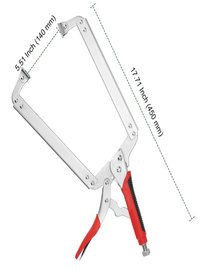 بينجيو كماشة قفل بمشبك على شكل حرف C من بينجيوي، 4 قطع، مقاس 18 بوصة، مشابك على شكل حرف C شديدة التحمل مع وسادات دوارة وغطاء مقبض مطاطي، أدوات لحام ونجارة قابلة للتعديل، فتحة فك قصوى 7 بوصات - Image 2