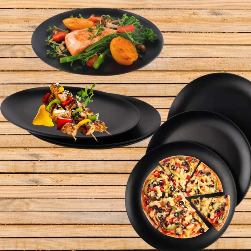 Decor Vibes Melamine 6 Black Dinner Set Plates with 6 Bowls and 2 Dip Bowl for Restaurant, Dinner Set for Snacks and gifiting Purpose (Matt Black, 10 Inch, Combo of 14) - Image 2