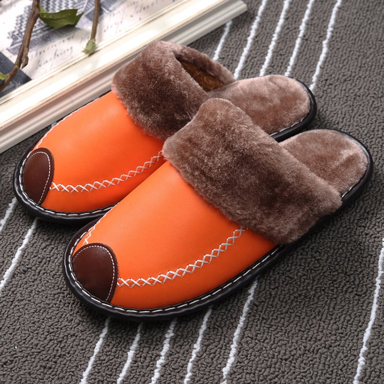 Thick-Soled Warm Cotton Slippers for Winter Indoor Orange