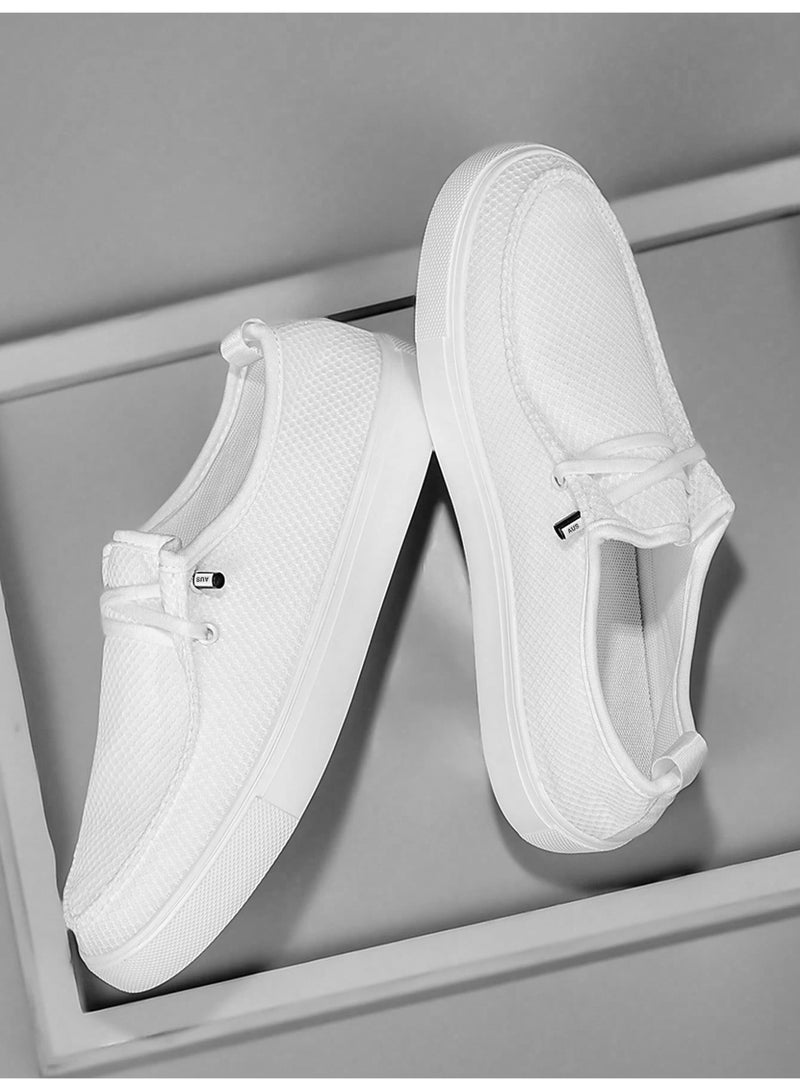 حذاء لوفر كاجوال سهل الارتداء للرجال أبيض شبكي جيد التهوية وخفيف الوزن للمشي - Image 1