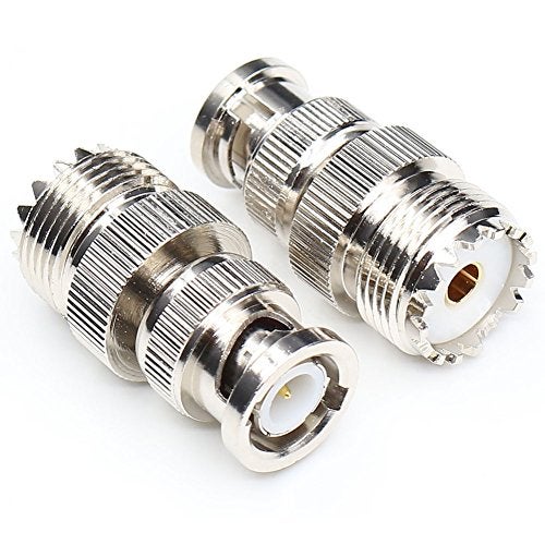 ANHAN BNC to UHF Coax Adapter, BNC Male to UHF Female Connector, PL259 Female Adapter, 2-Pack - Image 1