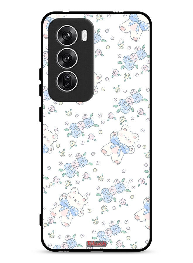 Tolwak Oppo Reno12 5G Protective Case Cover Cute Teddy Bear And Flowers Icon - Image 1
