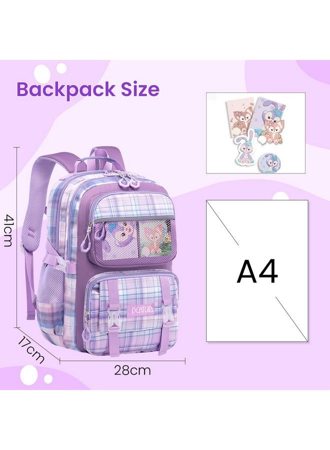 PALAY¬Æ School Bag for Girls Kids Stylish Waterproof Cartoon Design Girls School Bag Large Capacity School Backpack for Girls Gift School Bag for Girls (6-12 Years Old) - Purple - Image 2