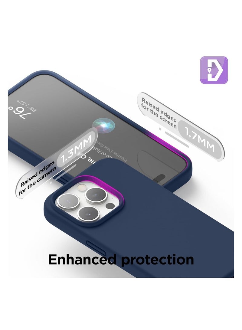 دليفس  آي فون سيليكون القضية - لمسة ناعمة ، مع الصف العسكرية قطرة حماية - مقاومة للخدش بطانة ستوكات - صدمة واقية من الهاتف المحمول حالة رقيقة جدا ( اي فون 15 برو ماكس ، البحرية الأزرق ) - Image 4