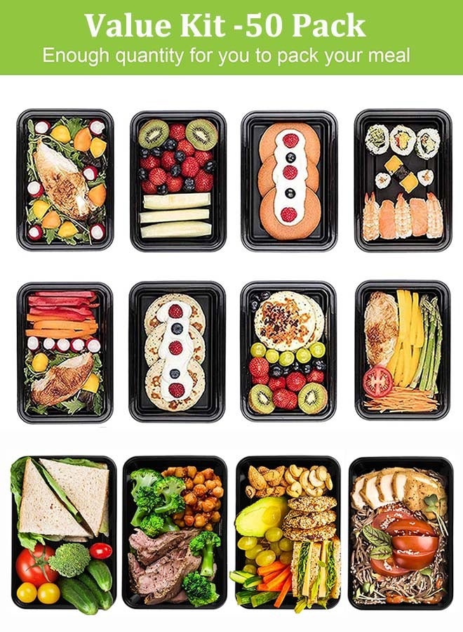 YIM-VIBEHAUS 1000ml Meal Prep Containers With Lids 50 Set - Reusable Plastic Food Storage Containers Lunch Box To-go Container Disposable Bento Box - Microwavable, Freezer and Dishwasher Safe (34 oz) - Image 5