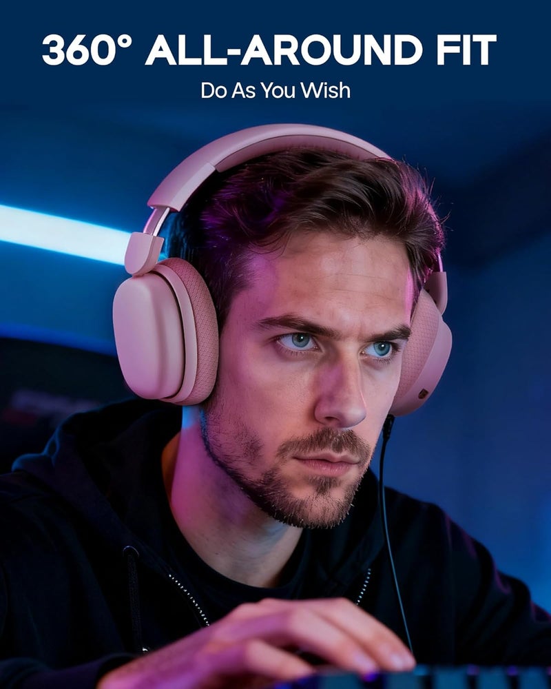 EPOMAKER X AULA G7 Pro Wireless Gaming Headset, Dual Mode BT5.3 & 2.4GHz, 7.1 Surround Sound, 80+ Hour Battery, RGB Light, with Noise Canceling Mic for PS5, PS4, Switch, PC (Pink) - Image 5