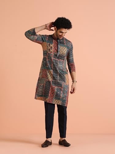 KISAH Mens Kurta - Printed Cotton Blend Festivewear – Traditional Ethnic Wear Kurta for Men for Weddings & Festivals - Image 4