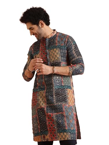 KISAH Mens Kurta - Printed Cotton Blend Festivewear – Traditional Ethnic Wear Kurta for Men for Weddings & Festivals - Image 1