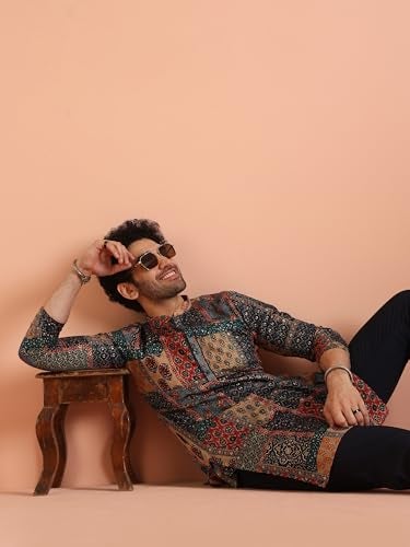KISAH Mens Kurta - Printed Cotton Blend Festivewear – Traditional Ethnic Wear Kurta for Men for Weddings & Festivals - Image 3