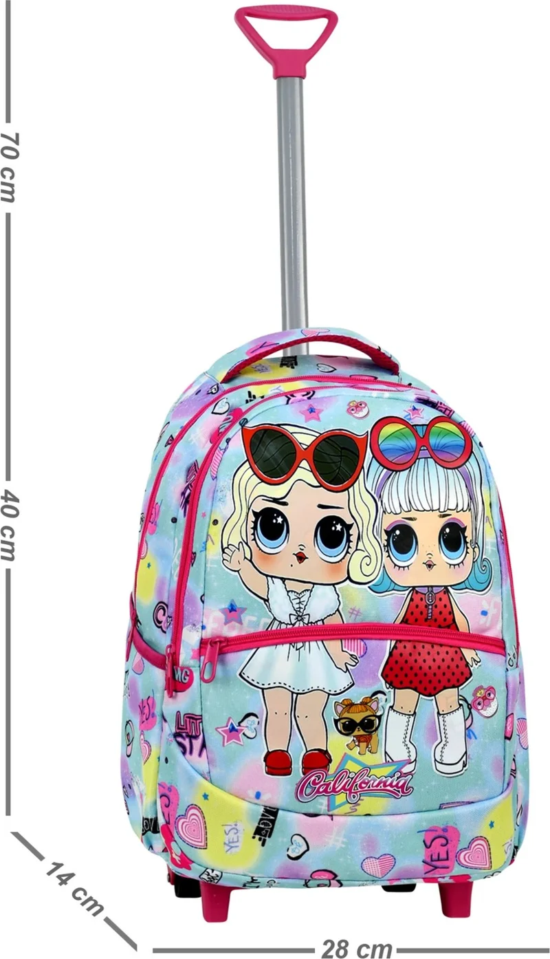 Çantaland 3-Piece School Set with Trolley, Colorful Patterned Primary School Bag + Lunch Box + Pencil Case