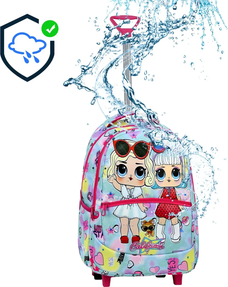 Çantaland 3-Piece School Set with Trolley, Colorful Patterned Primary School Bag + Lunch Box + Pencil Case