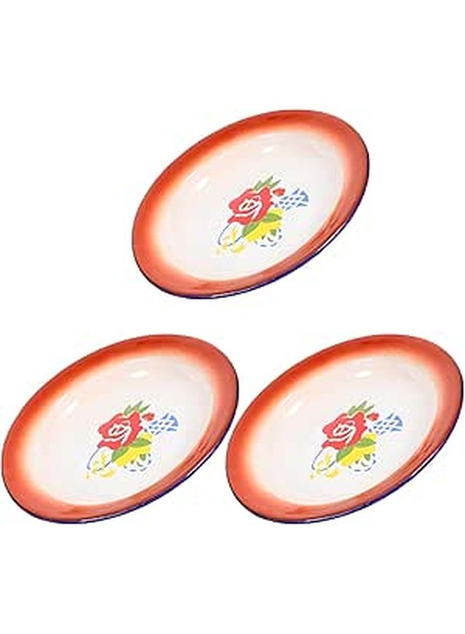 Cabilock 3pcs 16cm Vintage Enamel Fruit Plates Retro Snack Serving Dish for Kitchen - Image 1