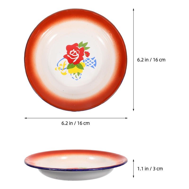 Cabilock 3pcs 16cm Vintage Enamel Fruit Plates Retro Snack Serving Dish for Kitchen - Image 3