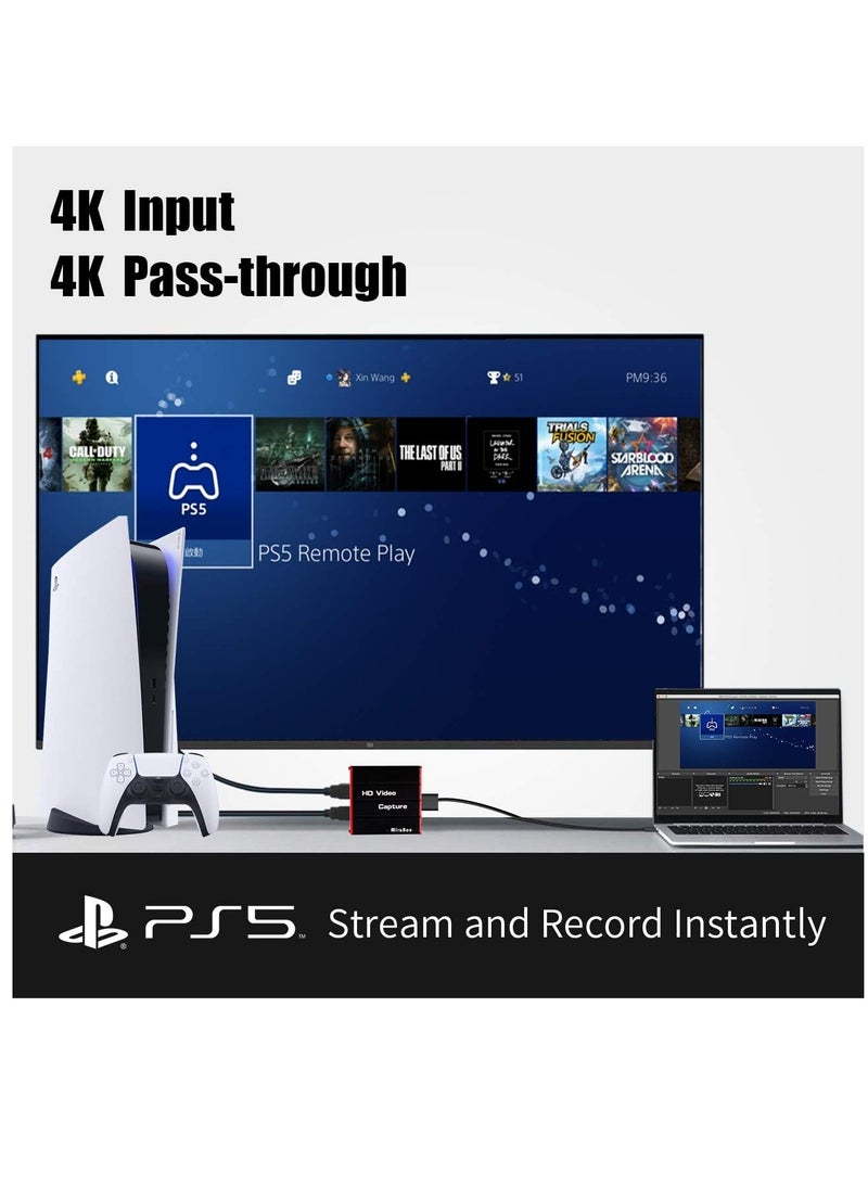 USB 3.0 HDMI Video Capture Card 1080P 60FPS HD with HDMI Port Works with DSLR Xbox PS4 Nintendo Switch for OBS Gaming Twitch Live Streaming Recording - Image 3