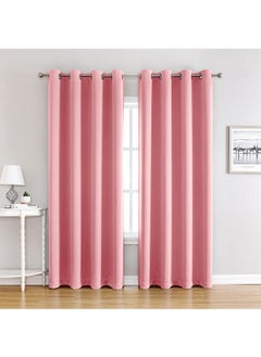 Bluejw 2-Piece Solid Color Blackout Outdoor Curtains Pink  - Image 1