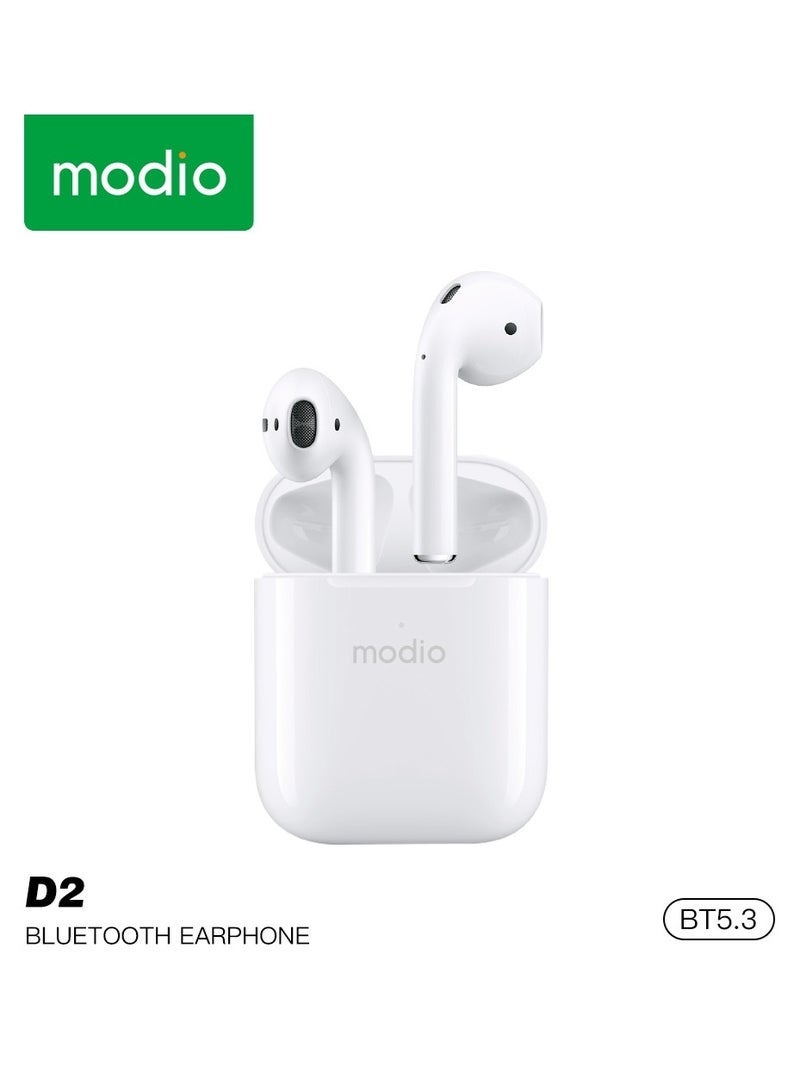 modio D2 High Bass In-Ear Bluetooth Earbuds with Touch Control | Deep, Crystal-Clear Sound & Stable Wireless Connectivity | Lightweight, Portable Design for Android & Other Bluetooth Devices - Image 1