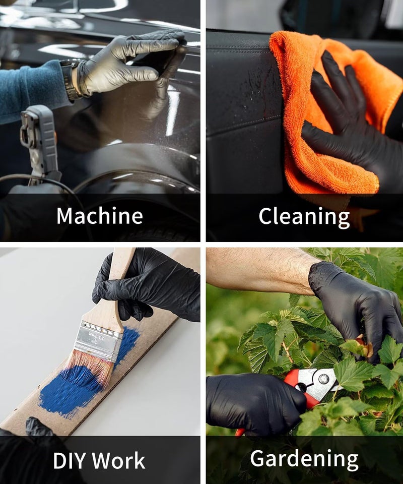 NEOTRIL 6 Mil Heavy Duty Black Nitrile Disposable Gloves, Latex-Free Powder-Free, Textured Grip Rubber Gloves for Cooking Food Prep Cleaning Mechanic, L | 100PCS - Image 5