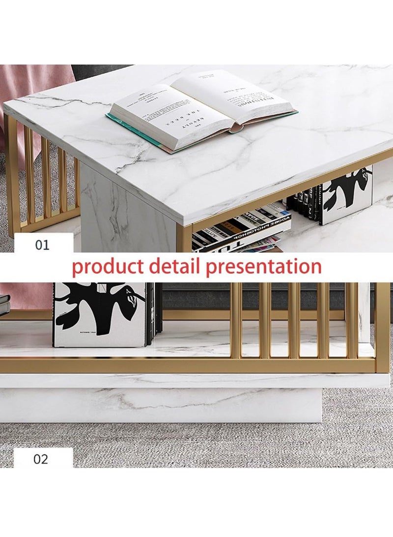 ليدين طاولات قهوة، طاولة جانبية بتأثير الرخام، طاولة غرفة المعيشة، طاولة غرفة استقبال الضيوف - Image 4