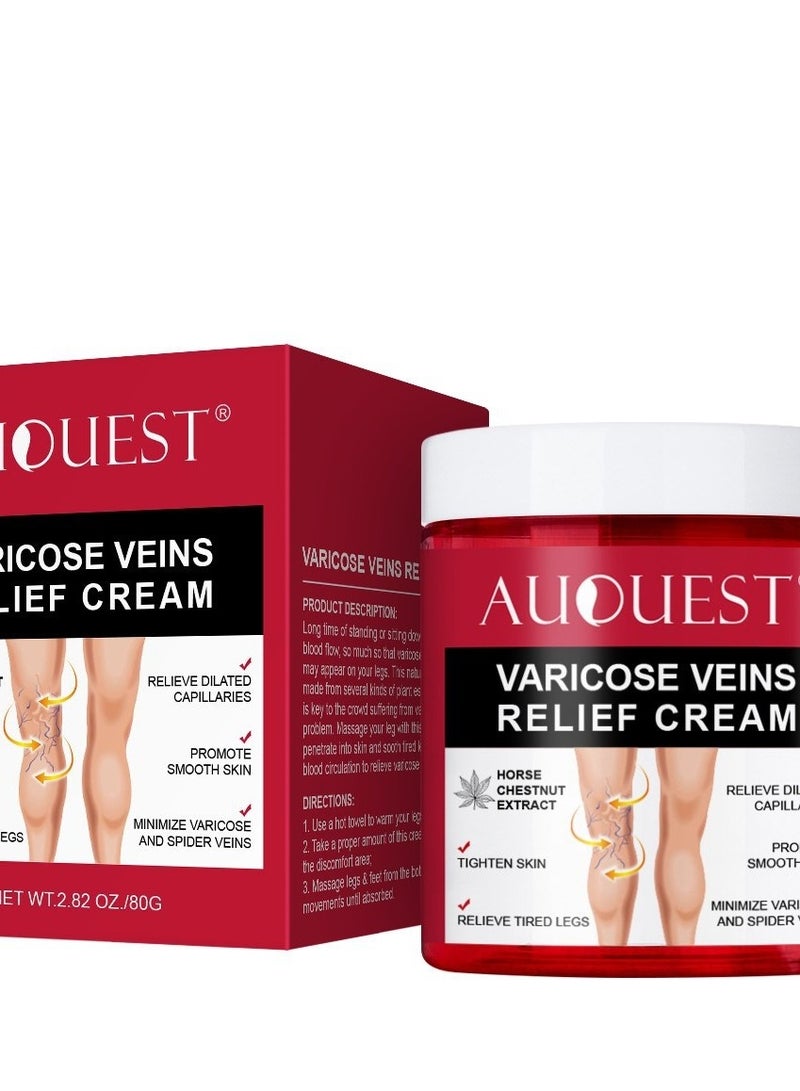 AuQuest Varicose Veins Treatment Cream with Horse Chestnut – 80g Pain Relief for Legs & Hands | Reduces Inflammation, Phlebitis & Angiitis | Promotes Smooth Skin  - Image 2