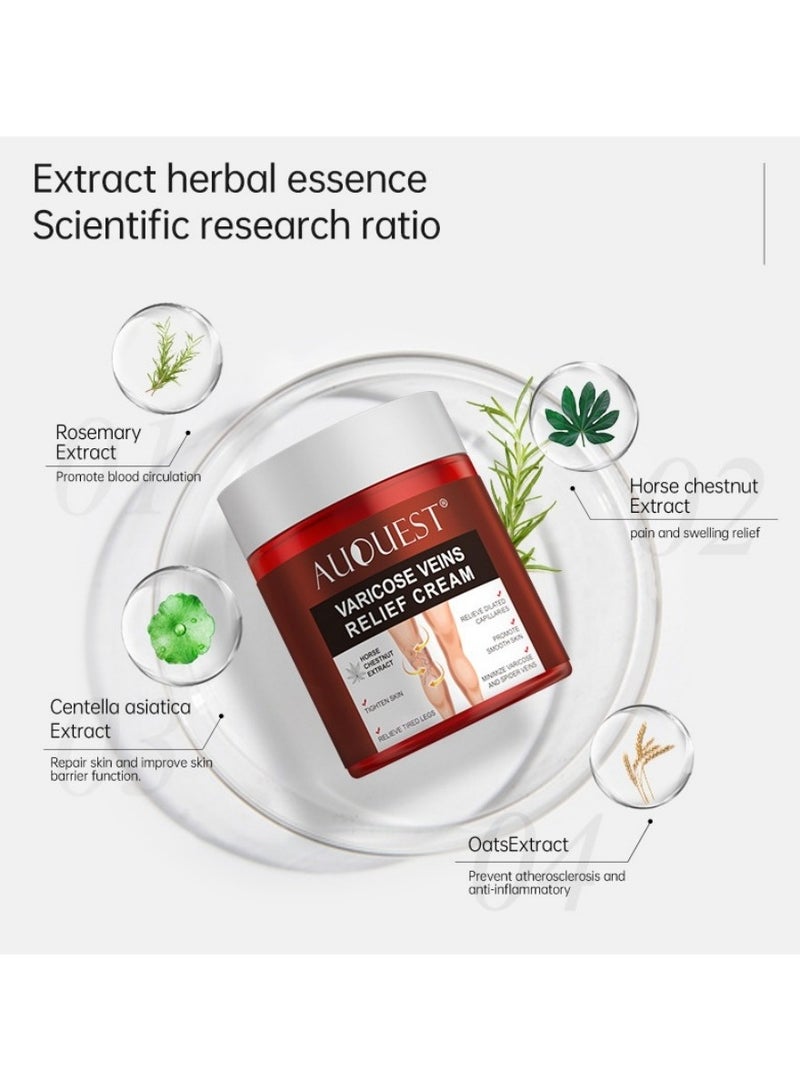 AuQuest Varicose Veins Treatment Cream with Horse Chestnut – 80g Pain Relief for Legs & Hands | Reduces Inflammation, Phlebitis & Angiitis | Promotes Smooth Skin  - Image 5