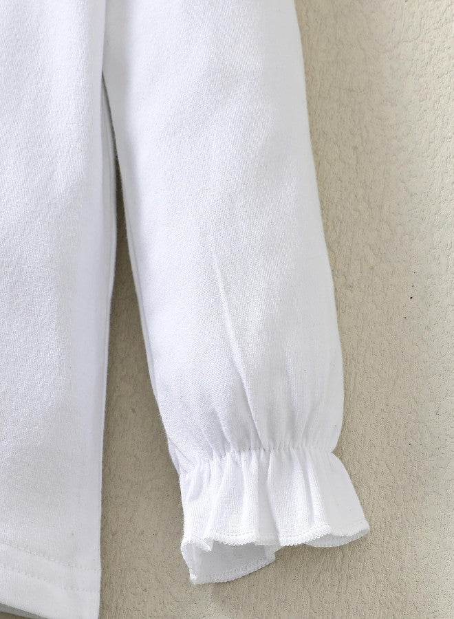 Magic Park 12M-14Y Toddler Girl Long Sleeve Blouse Girls Ruffle T-Shirt Solid Color Tee Casual Tops Holiday Winter Shirts (3 Years, Long White) - Image 4