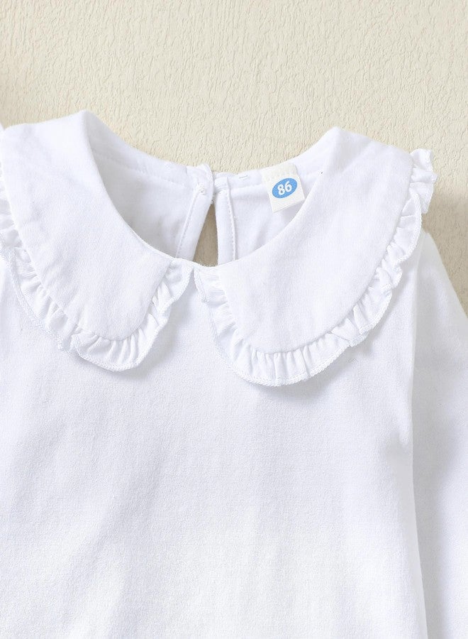 Magic Park 12M-14Y Toddler Girl Long Sleeve Blouse Girls Ruffle T-Shirt Solid Color Tee Casual Tops Holiday Winter Shirts (3 Years, Long White) - Image 3