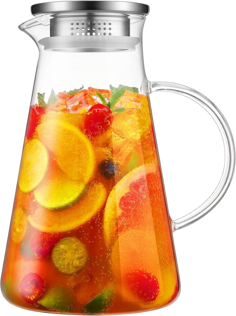 ZROY ENTERPRISE ZROY Premium 1800ml Glass Water Jug with Plastic Lid & Handle | Transparent Beverage Carafe for Home, Office | Pitcher for Serve Water, Milk, Juice, Beverage, Cocktail, Ideal for Gift (Duck - 1.8L) - Image 1