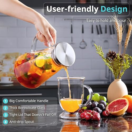ZROY ENTERPRISE ZROY Premium 1800ml Glass Water Jug with Plastic Lid & Handle | Transparent Beverage Carafe for Home, Office | Pitcher for Serve Water, Milk, Juice, Beverage, Cocktail, Ideal for Gift (Duck - 1.8L) - Image 2