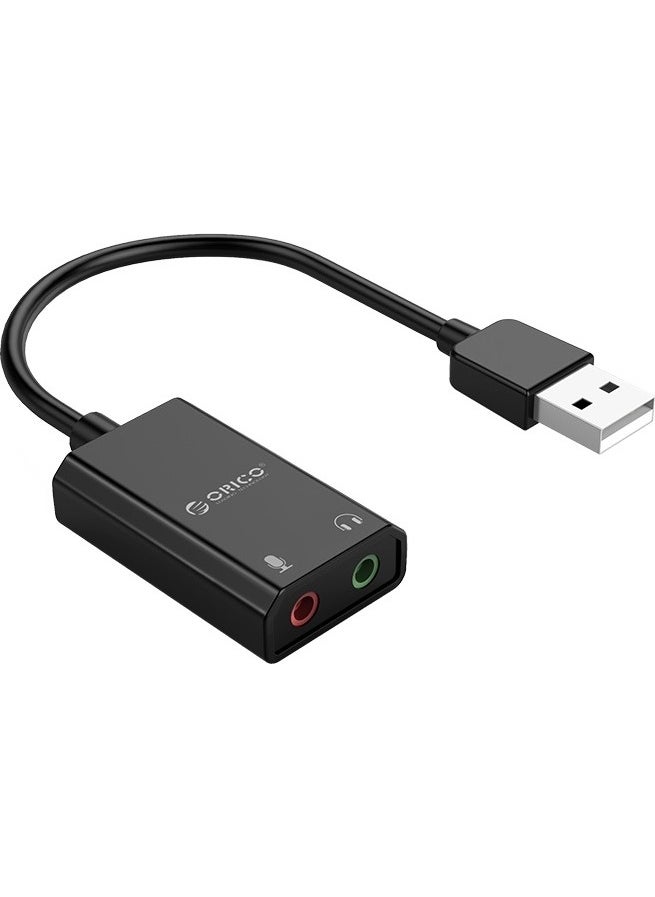 USB 2.0 TRS External Sound Card with 3.5mm Jack Input Black