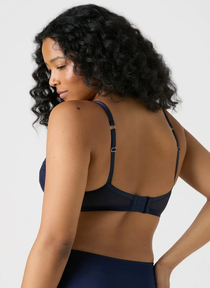 Matalan Navy DD+ Embroidered Padded Bra