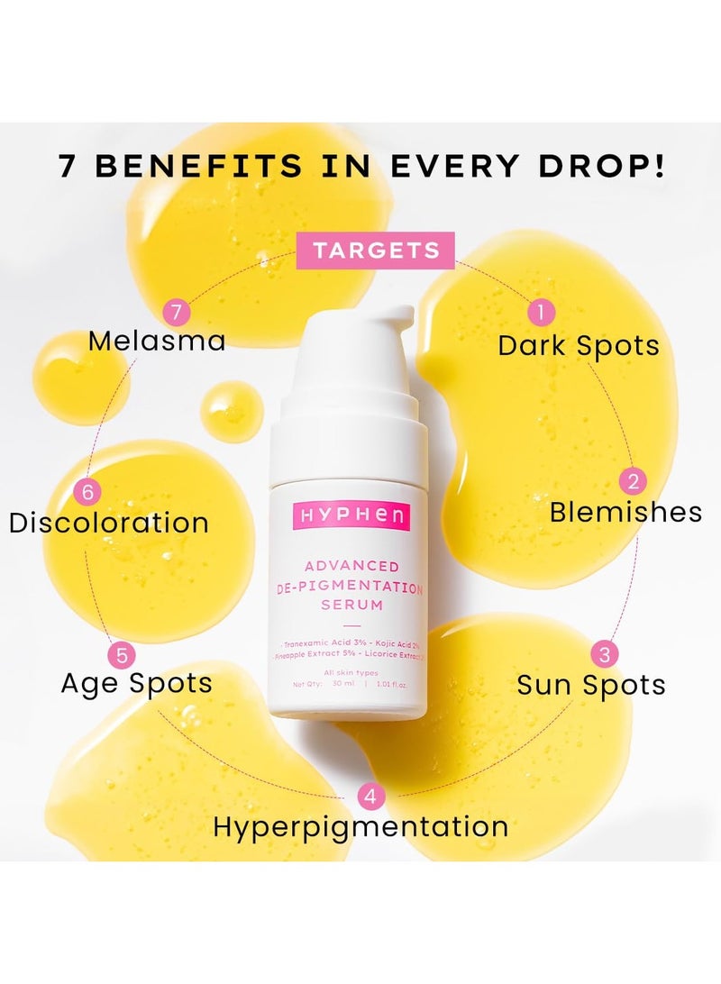 HYPHEN Advanced De-Pigmentation Serum For Hyperpigmentation, Melasma, Dark Spots & Scars With 2% Kojic Acid | Visibly Brightens & Even Tones Skin - 30ml - Image 3