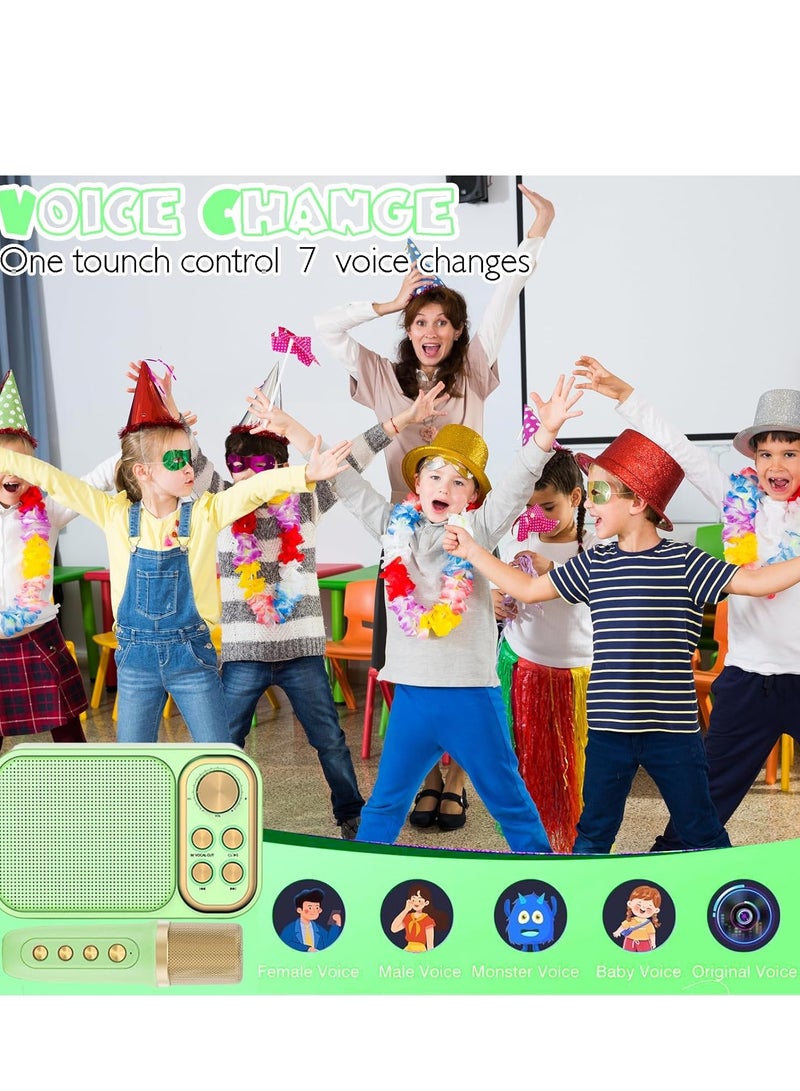 Portable Bluetooth Karaoke Speaker with 2 Wireless Mics - Mini Speaker Microphone Bluetooth Connectivity green - Image 2