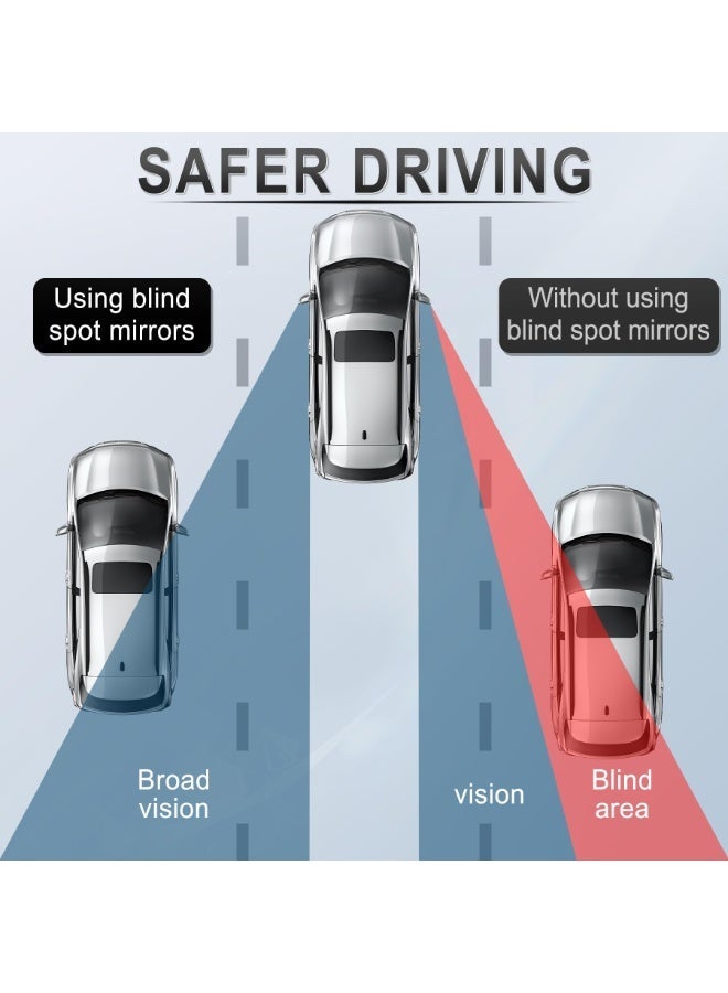 2 Pack Blind Spot Mirrors 360 Degree Rotate Sway Silver Round Curved Convex Wide Angle Mirror Waterproof HD Crystal Glass Blindspot Mirrors for Cars SUV Trucks Traffic Safety（Free Car Cleaning Cloth） - Image 4