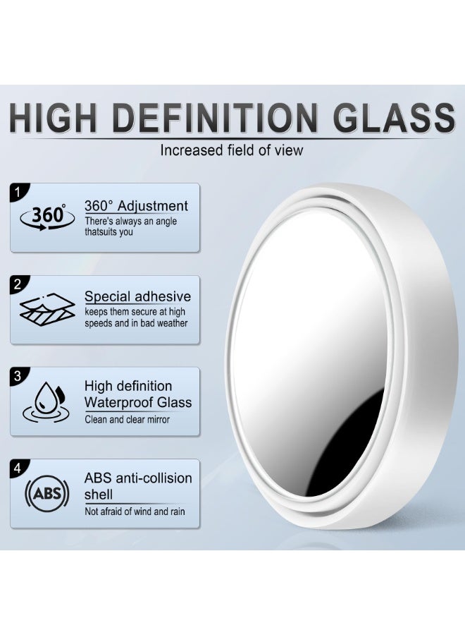 2 Pack Blind Spot Mirrors 360 Degree Rotate Sway Silver Round Curved Convex Wide Angle Mirror Waterproof HD Crystal Glass Blindspot Mirrors for Cars SUV Trucks Traffic Safety（Free Car Cleaning Cloth） - Image 3