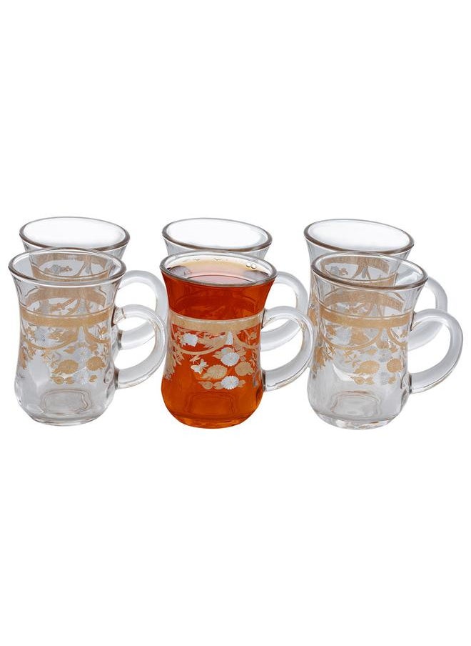 Alsaif Teapot Set Gold And Silver Embossed 6 Pieces Clear  - Image 1