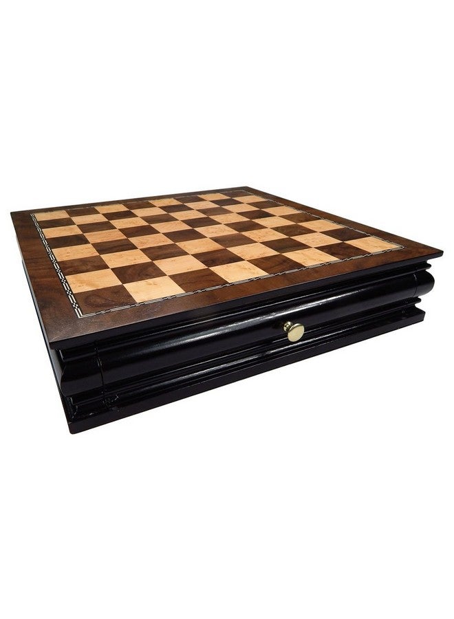 Best Chess Set Vada Burl Wood Inlaid Chess Cabinet with Drawer, Medium 13 x 13 Inch Set, Board Only, No Pieces - Image 2