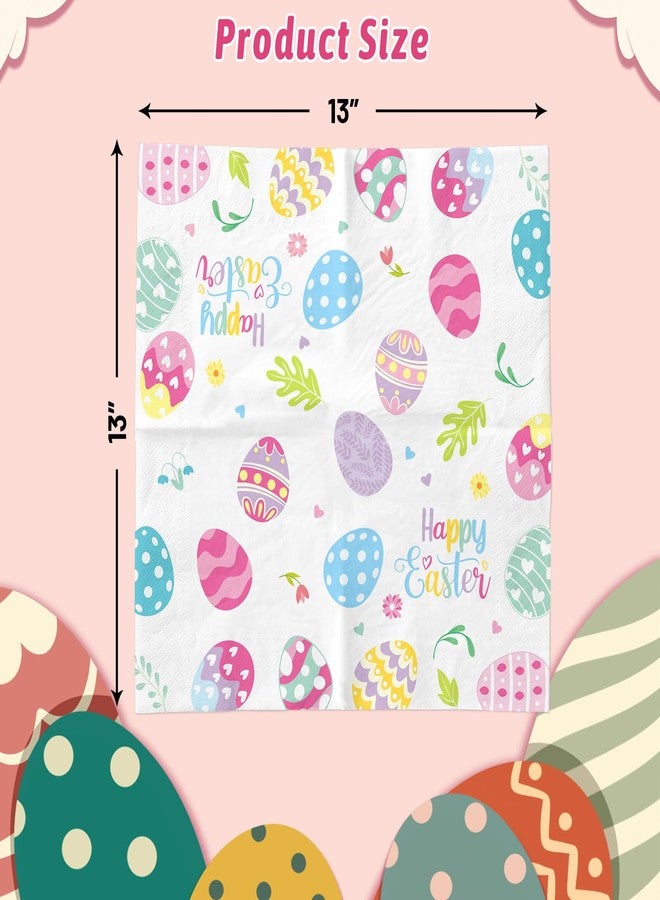 WorldBazaar Easter Paper Napkins Eggs 100Pcs Paper Towels Double-Sided Watercolor Disposable Guest Napkin for Dinner Bathroom Easter Party Decorations - Image 3