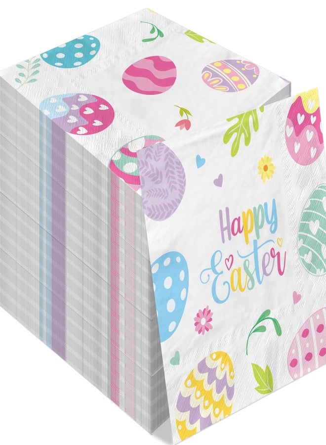 WorldBazaar Easter Paper Napkins Eggs 100Pcs Paper Towels Double-Sided Watercolor Disposable Guest Napkin for Dinner Bathroom Easter Party Decorations - Image 1
