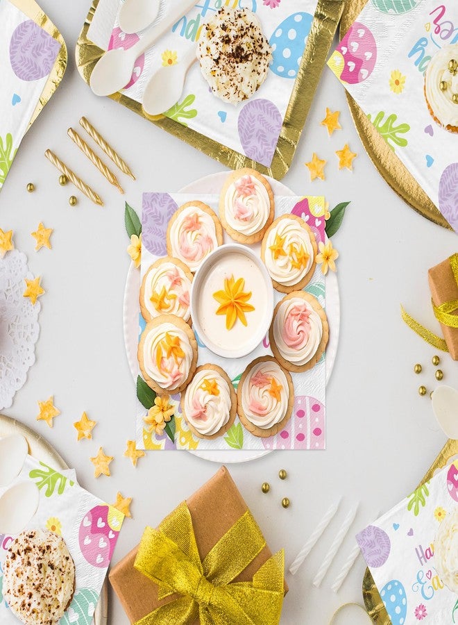 WorldBazaar Easter Paper Napkins Eggs 100Pcs Paper Towels Double-Sided Watercolor Disposable Guest Napkin for Dinner Bathroom Easter Party Decorations - Image 4