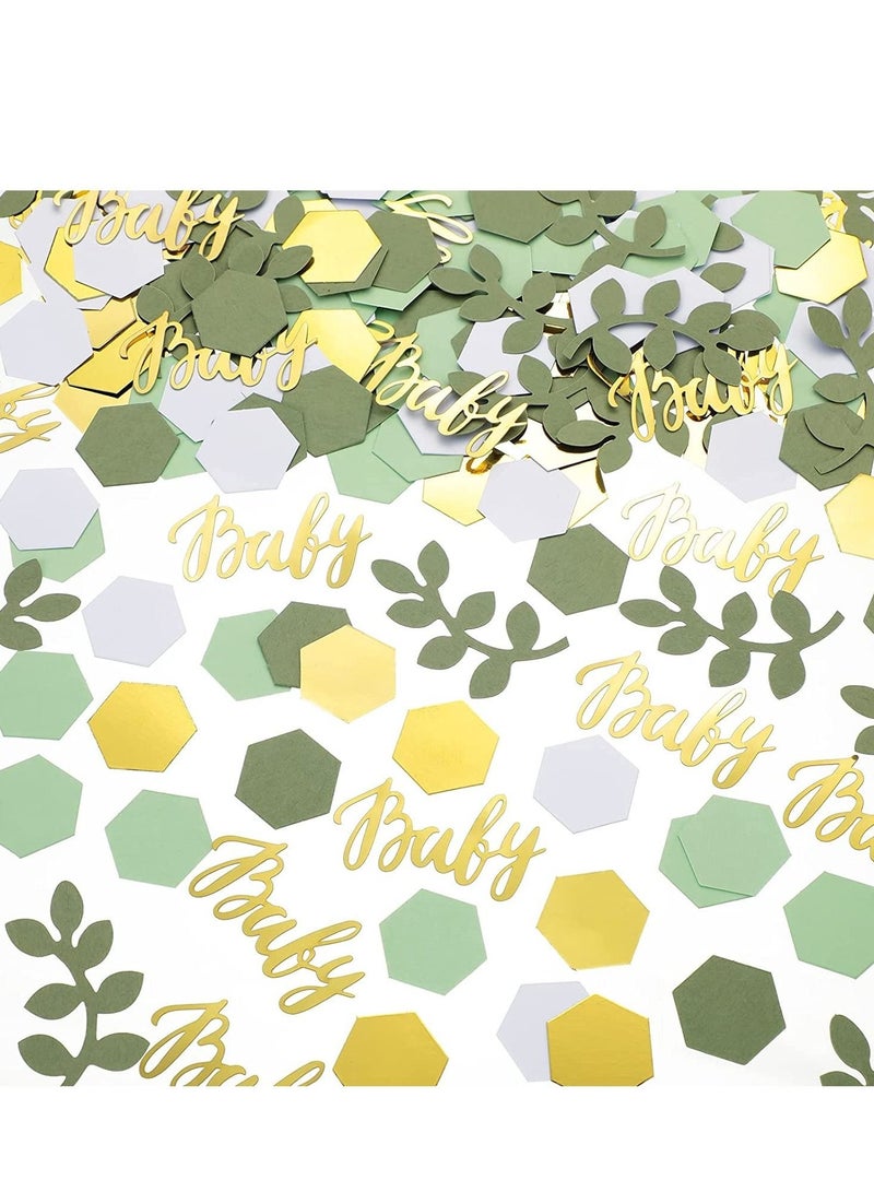 Captaintech Baby Shower Confetti Greenery Confetti Decor with Eucalyptus Scatter Hexagonal Style Girl Boy Gender Reveal Wedding Anniversary Wedding  Birthday Party Decoration 400PCS - Image 1