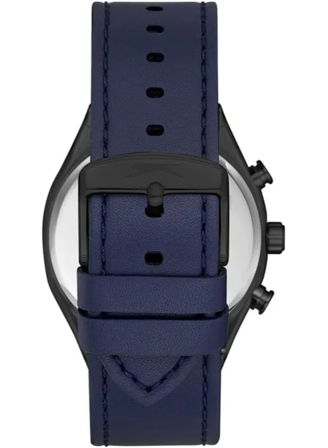 سلازنجر Men'S Quartz Movement Watch, Multi Function Display And Leather Strap