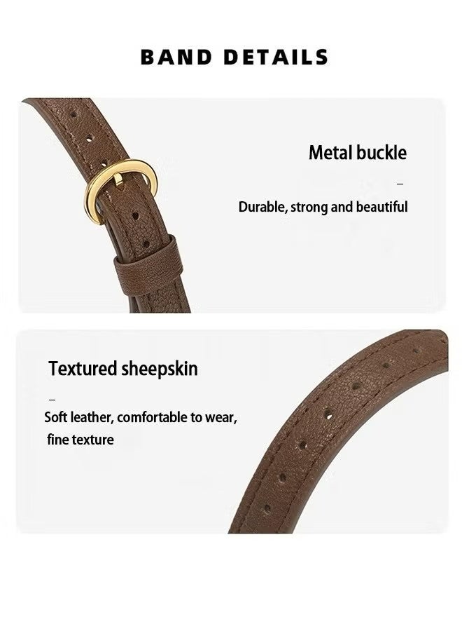 حزام من الجلد الطبيعي عالي الجودة لساعة Apple Watch، متوافق مع أحجام 38 مم و40 مم و41 مم و42 مم، حزام رفيع للسيدات لسلسلة iWatch 11 و10 و9 و8 و7 و6 و5 و4 و3 و2 و1 وSE وUltra 2، للاستخدام اليومي، لون بني - Image 3