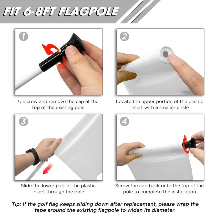 KINGTOP Golf Flag 20x14 Inch - Plain White, 420D Nylon, Tube Inserted - Standard Putting Green Flags for Backyard Practice, Golf Courses, Country Club, 1-Pack - Image 4