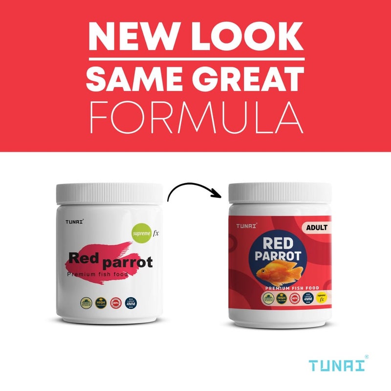 TUNAI Supreme Fx Red Parrot Fish Food for Growth & Color |250G, 4Mm Pellets| Fortified with 40% Protein and Vitamins, All Life Stages - Image 2