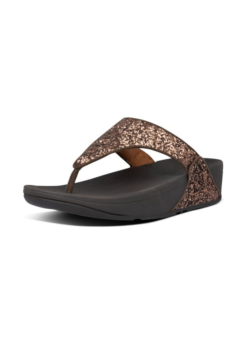 FitFlop 049-698 Fitflop Ladies Sandals Lulu Glitter Toe Thong X03-806 Chocolate  - Image 1
